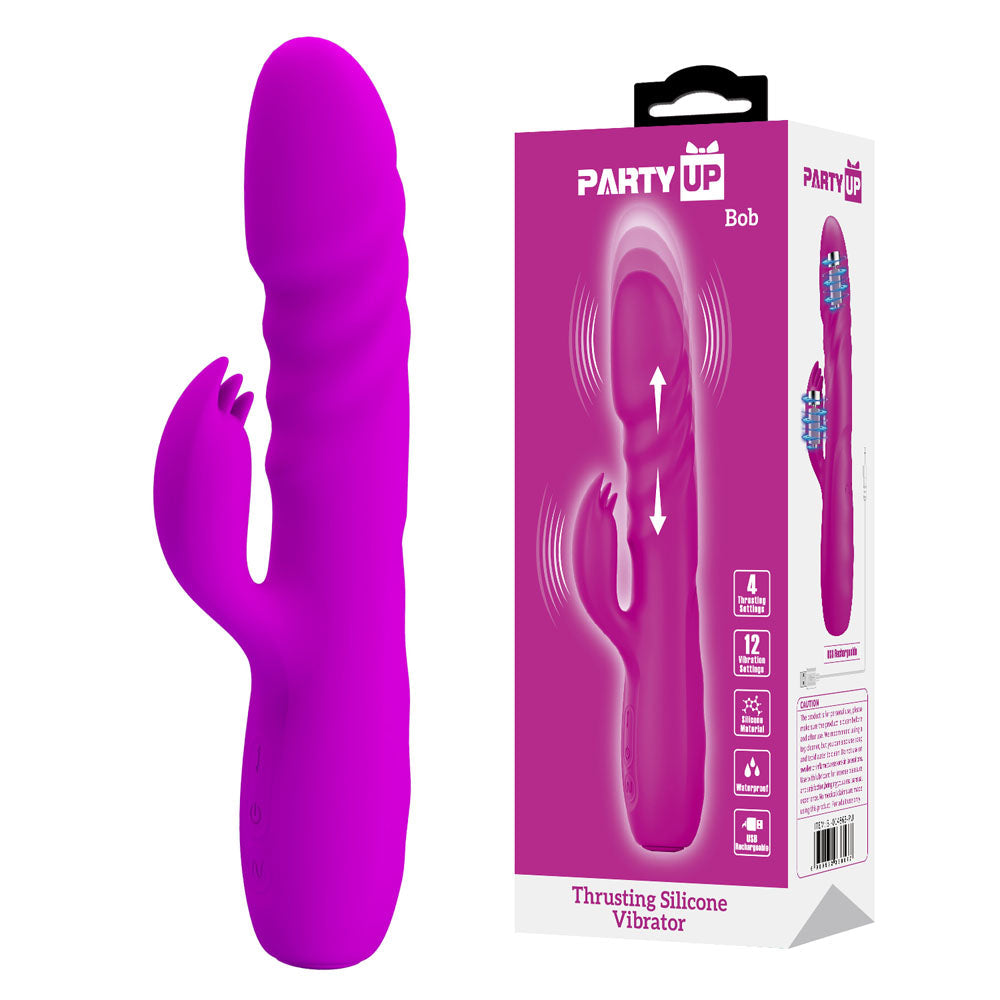 Party Up Bob Thrusting Vibe 25 cm Rabbit Vibrator > Vibrators > Ladies > Rabbit - Tophatter Daily Deals