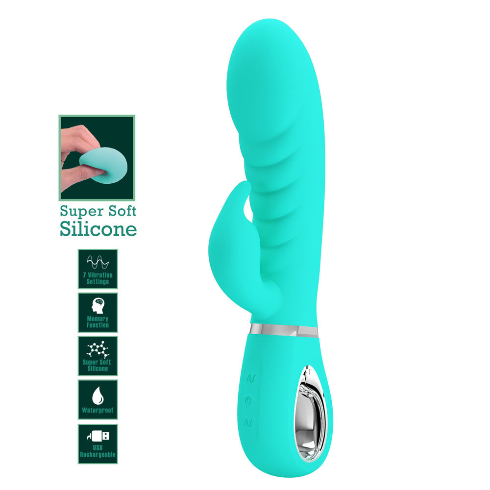 Party Up Edward Rabbit Vibe Teal 20 cm Rabbit Vibrator > Vibrators > Ladies > Rabbit - Tophatter Daily Deals