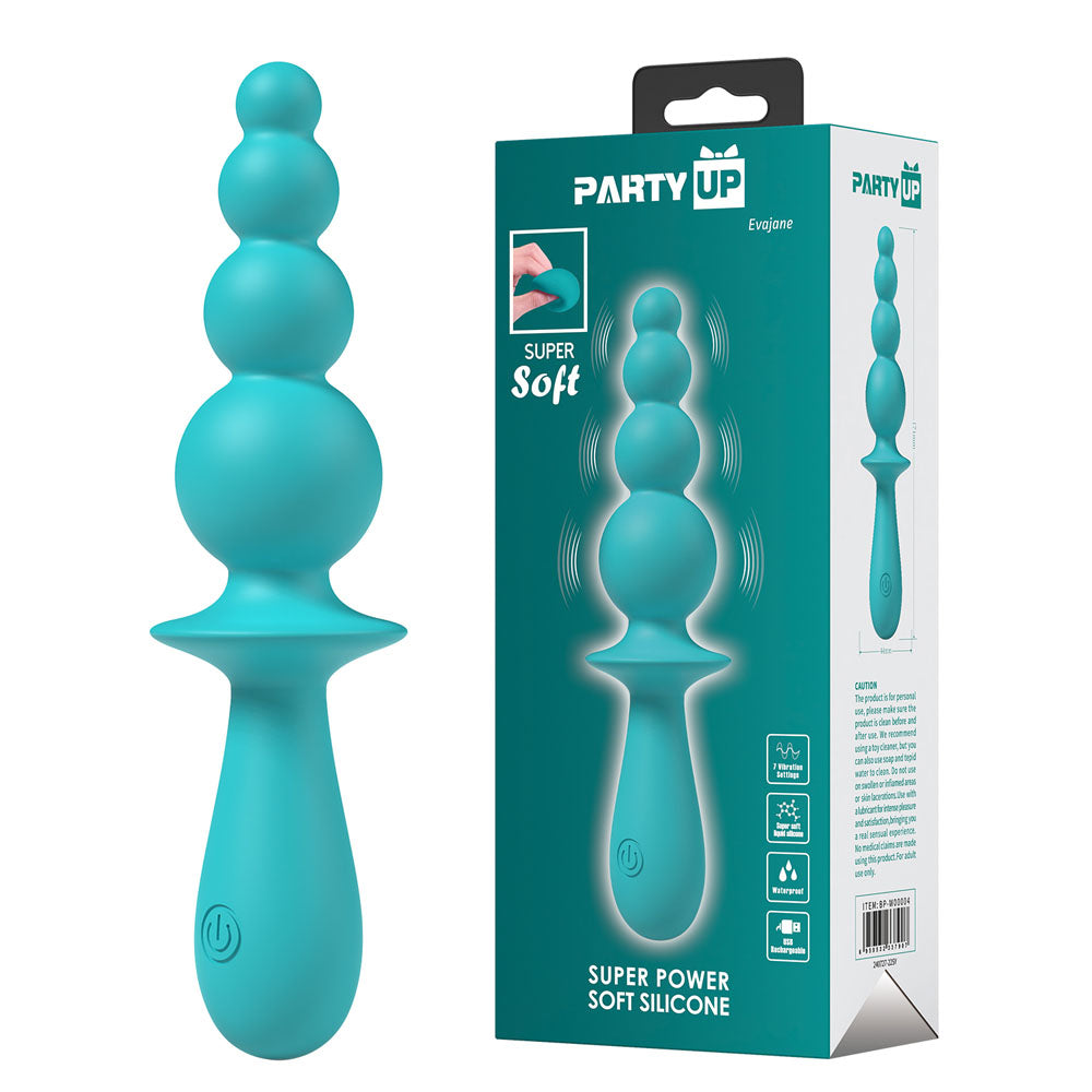 Party Up Evajane Teal 17.1 Centimeter Beaded Vibrator > Anal Range > Vibrating Butt Plugs - Tophatter Daily Deals