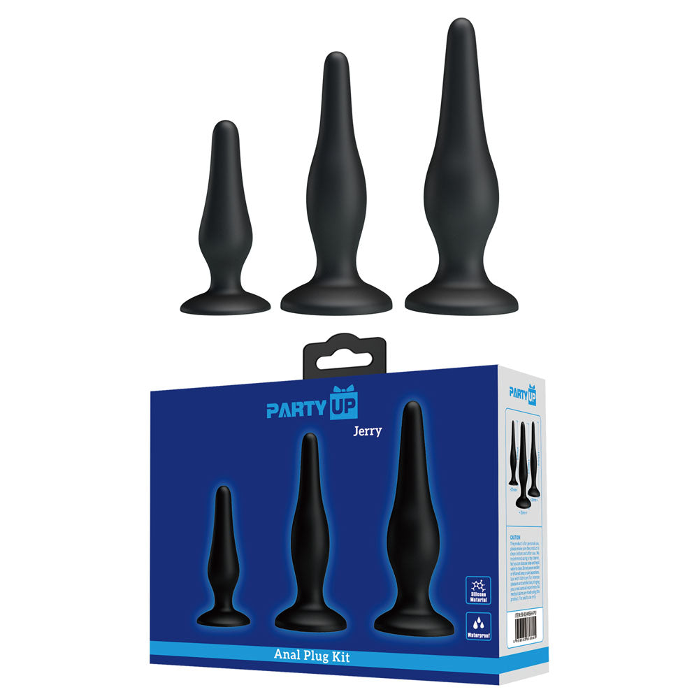 Party Up Jerry Butt Plug Set - Set of Three Sizes > Anal Range > Butt Plug Kits - Tophatter Daily Deals