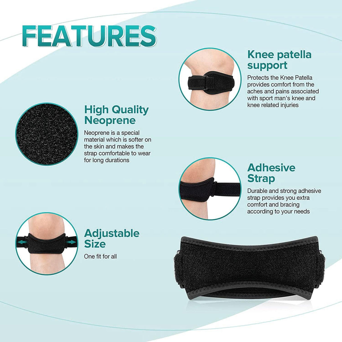 Patella Knee Support - Biofeedbac Sciaticure Acupressure Wrap Patella Knee Support Joint Pain Relief Knee Strap Sciatica Pain Relief Personal Care - Tophatter Daily Deals