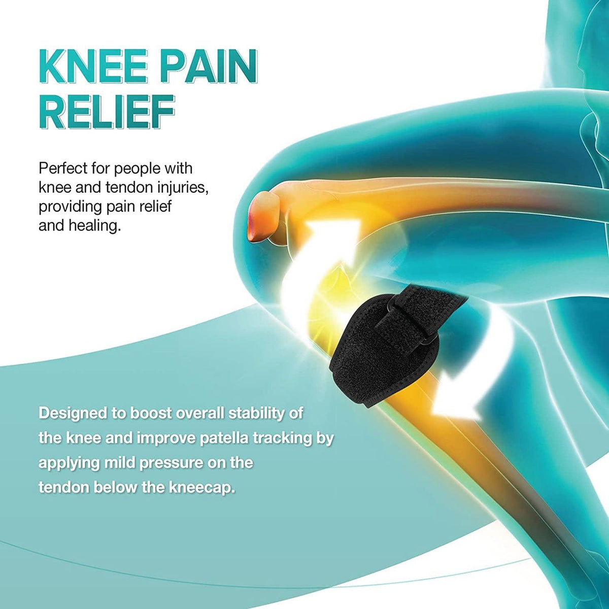 Patella Knee Support - Biofeedbac Sciaticure Acupressure Wrap Patella Knee Support Joint Pain Relief Knee Strap Sciatica Pain Relief Personal Care - Tophatter Daily Deals