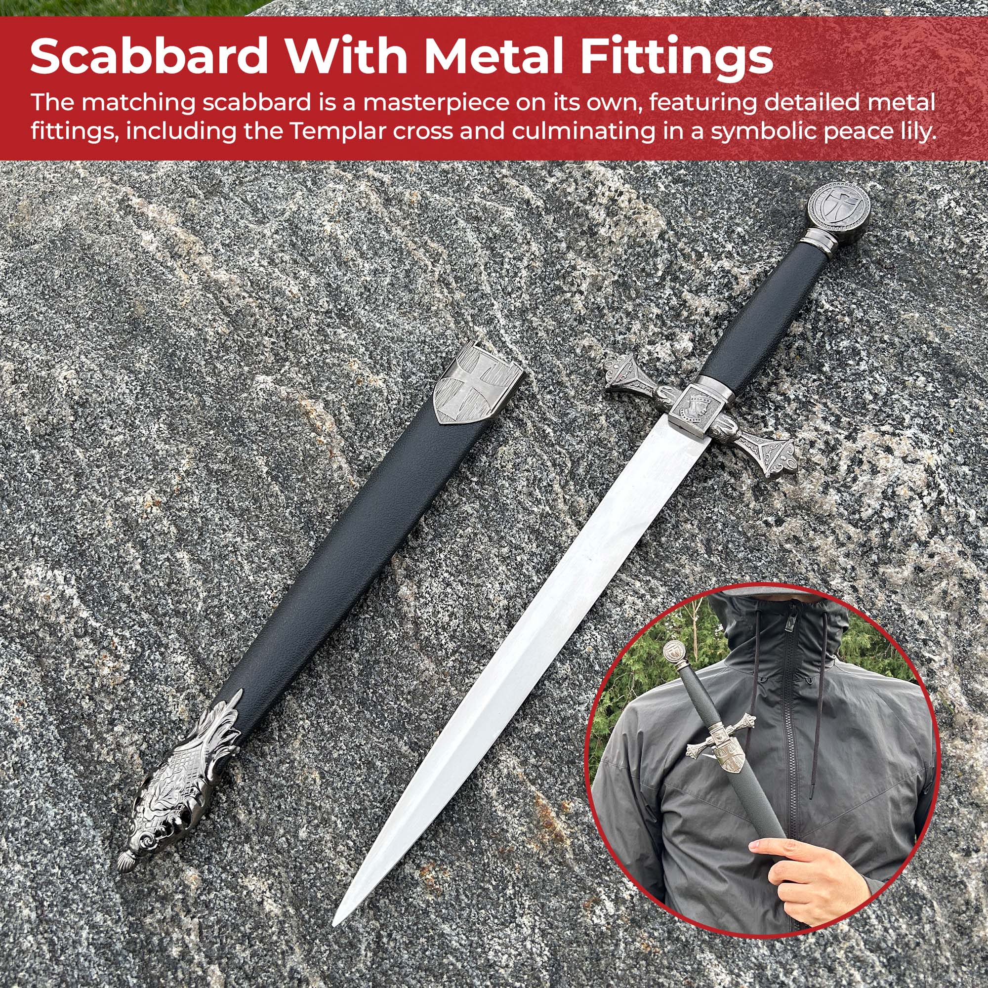 Peace Through Power Knights Templar Ceremonial Dagger Daggers - Tophatter Daily Deals