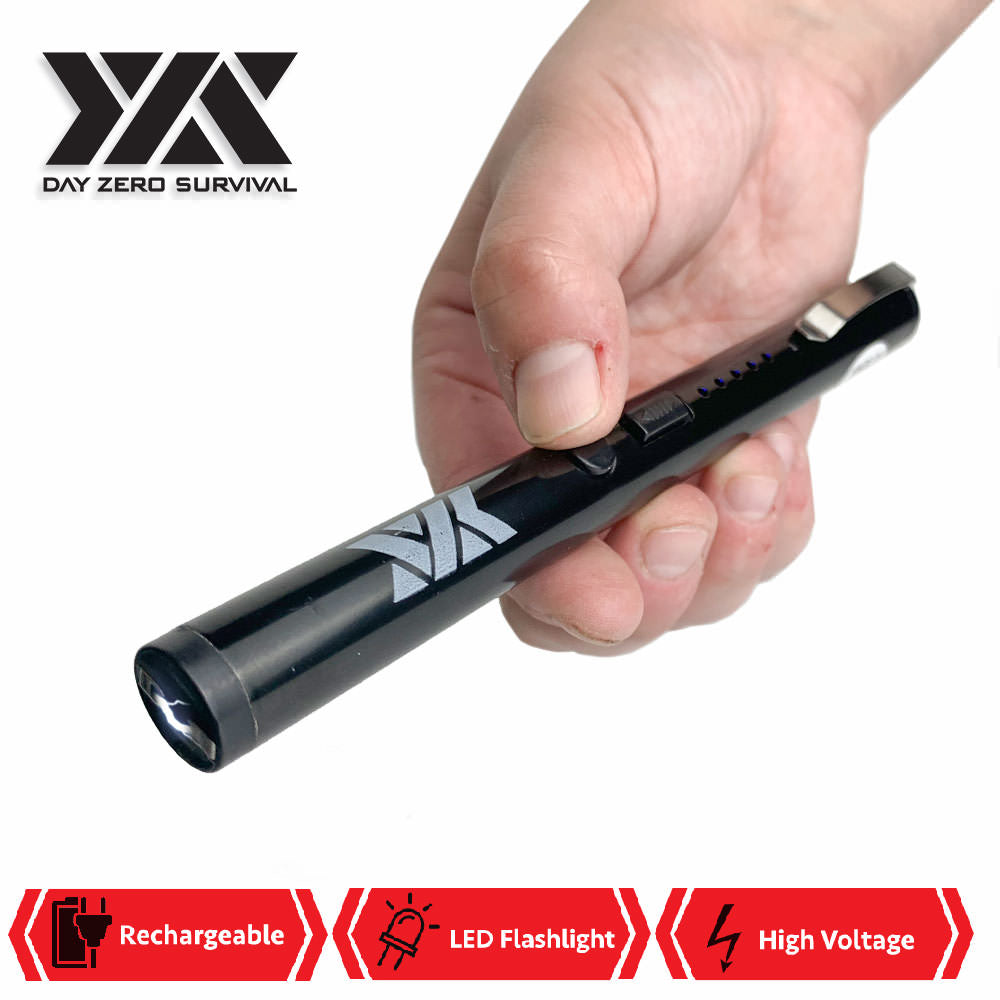 DZS Small Pen Sized 6 Inches Rechargeable Stun Gun Black Collectible Weapons - Tophatter Daily Deals
