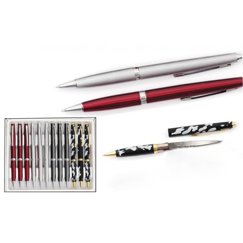 One Dozen Assorted Color Letter Opener Pen With Hidden Knife Set - Tophatter's Guns'N'Weapons Store Collectible Weapons - Tophatter Daily Deals