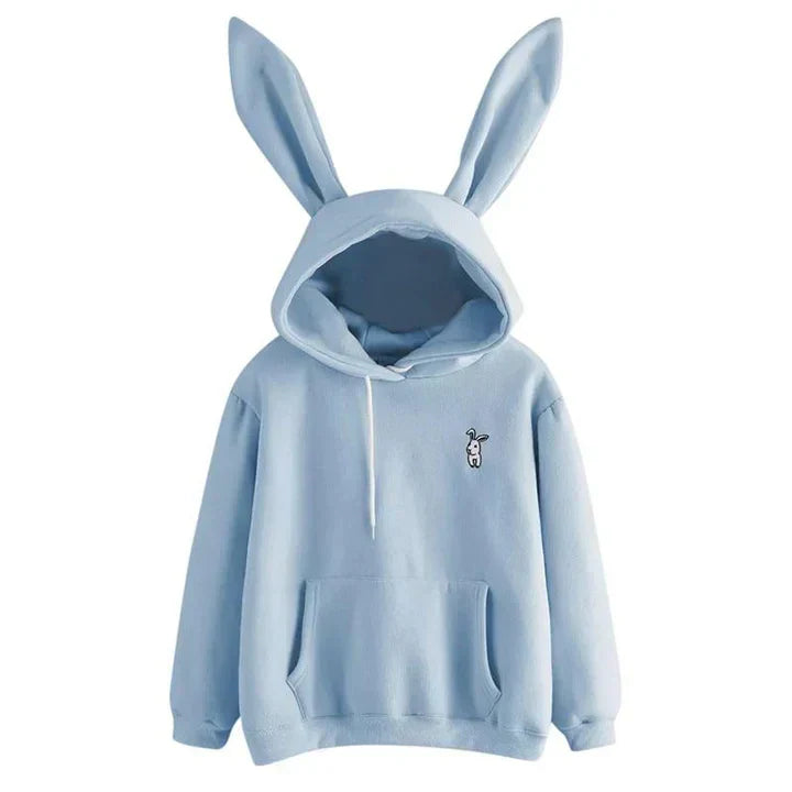 Oversized Cozy Women’s Rabbit Ear Hoodie - Fleece, Casual Blue - Tophatter Daily Deals