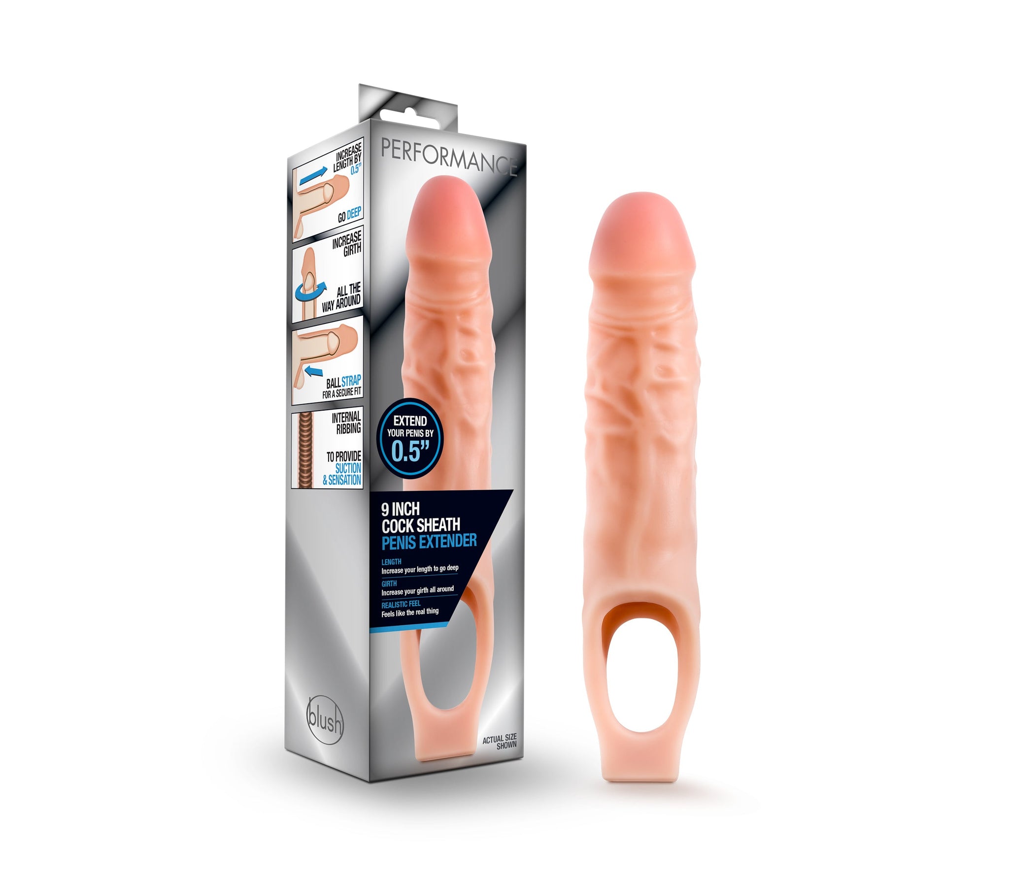 Performance 9 Inch Cock Sheath Penis Extender with Vanilla Scent > Sex Toys For Men > Penis Sleeves - Tophatter Daily Deals