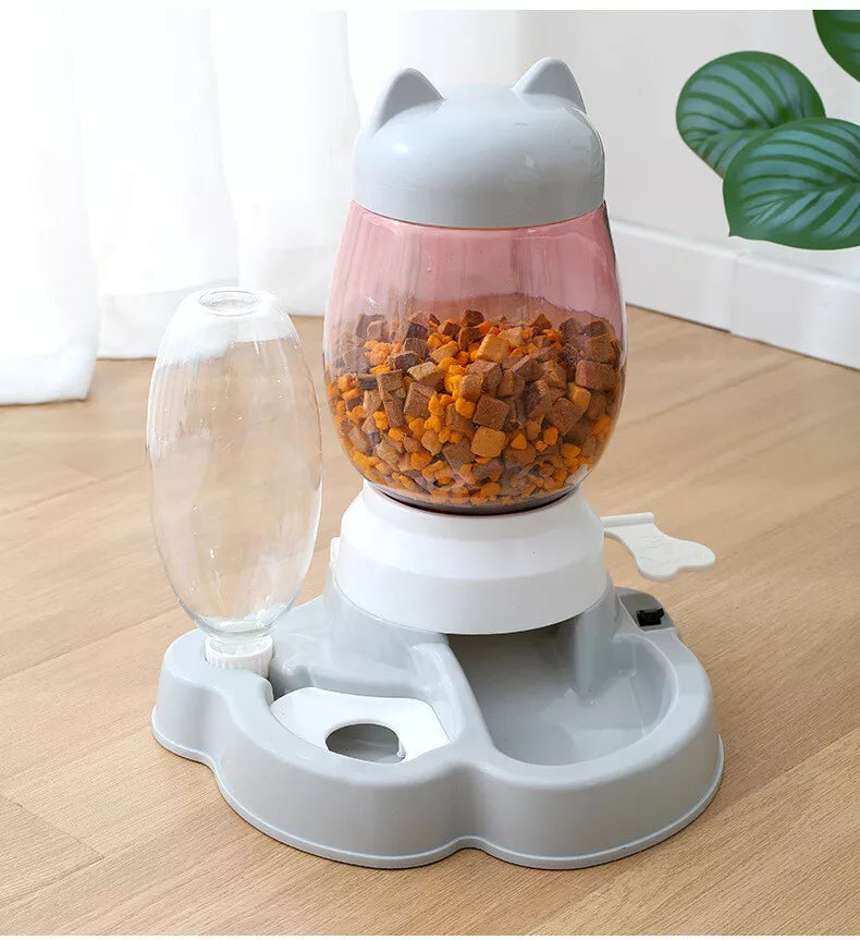 Automatic Pet Food Dispenser – Pet Food Drink Dispenser Dog Cat Large Feeder Water Bowl Dish pet - Tophatter Daily Deals