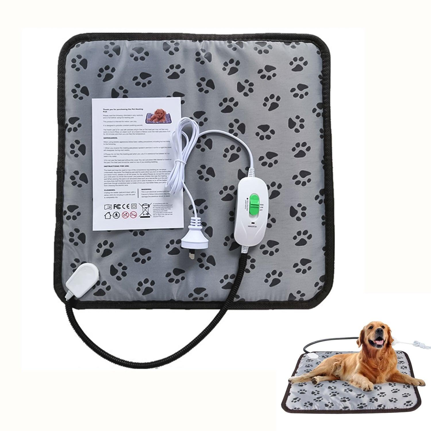 Pet Heating Pad - Electric Heat Mat Heated Bed Dog Puppy Whelping Pads Grey Footprint - 45*45CM Pet Products - Tophatter Daily Deals