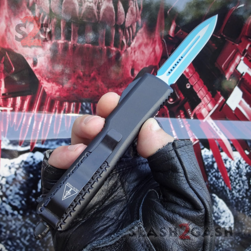 Phantom OTF Knife D2 Automatic Switchblade CNC - Blue Dagger Knife-OTF - Tophatter Daily Deals