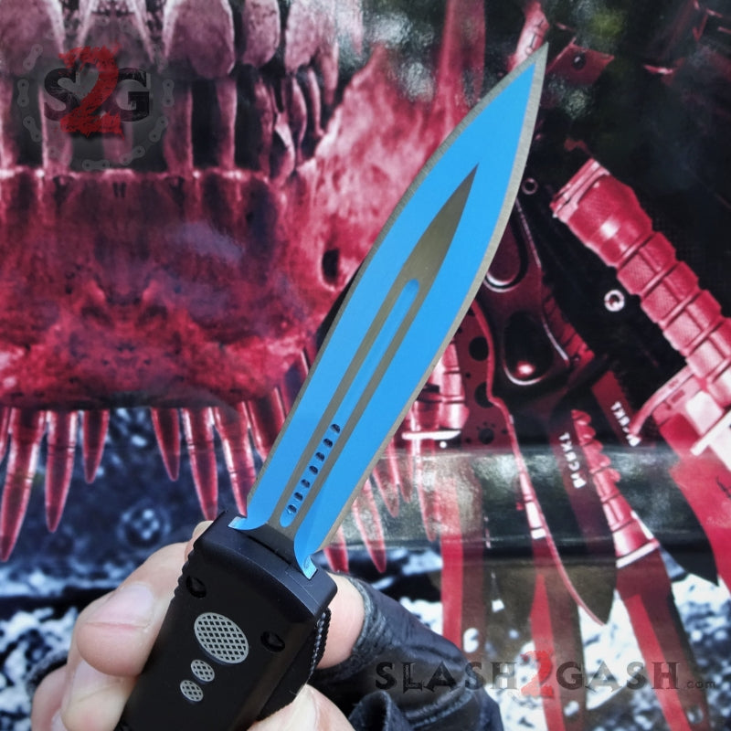 Phantom OTF Knife D2 Automatic Switchblade CNC - Blue Dagger Knife-OTF - Tophatter Daily Deals