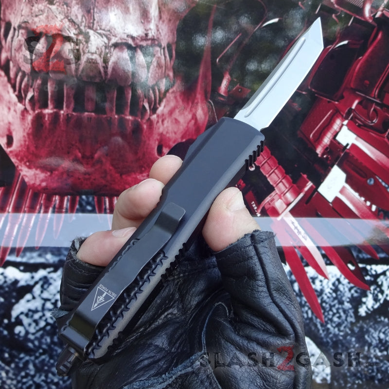 Phantom OTF Knife D2 Automatic Switchblade CNC Tanto Plain - Satin Knife-OTF - Tophatter Daily Deals