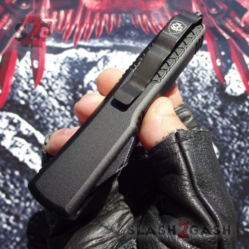 Phantom OTF Knife D2 Automatic Switchblade CNC Tanto Plain - Black Knife-OTF - Tophatter Daily Deals