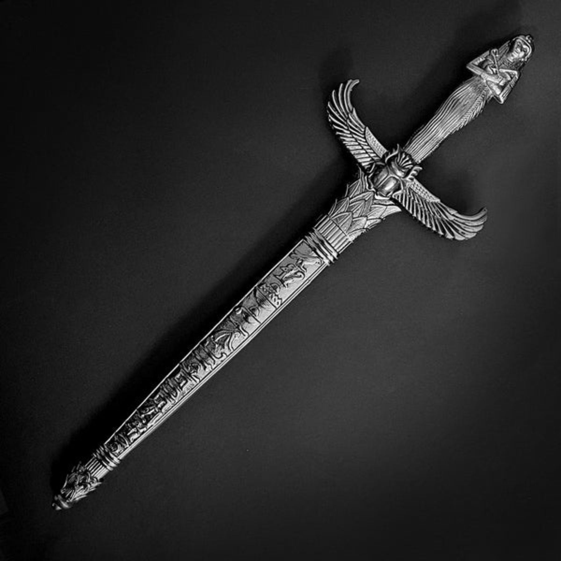 Pharaohs Wing Egyptian Inspired Kris Dagger with Hieroglyphic Scabbard Dagger - Tophatter Daily Deals