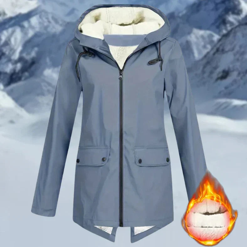 Waterproof Cozy Women’s Jacket – Fleece Lined Parka Coat Blue - Tophatter Daily Deals
