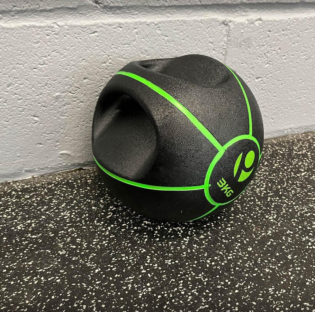 Weighted Balls With Handles - 3kg Double Grip Medicine Ball Exercise & Fitness - Tophatter Daily Deals