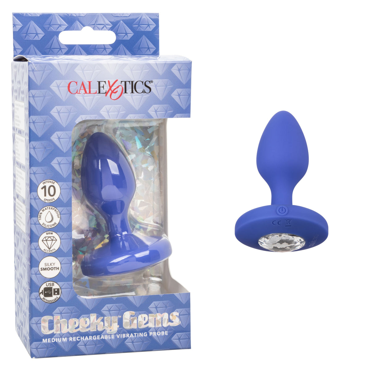 Cheeky Gems Medium Rechargeable Vibrating Probe – Flexible Silicone Vibrator > Anal Range > Jewel Butt Plugs - Tophatter Daily Deals