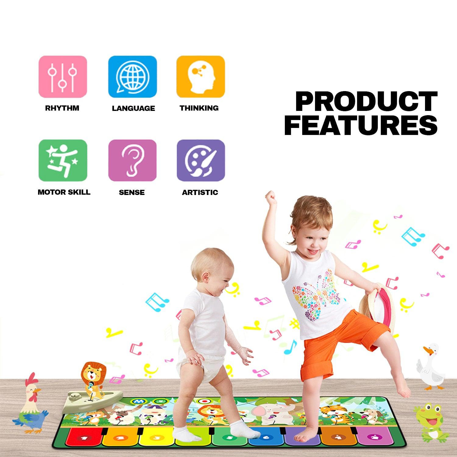 Floor Keyboard Mat Piano - Musical Play Mat with 9 Piano Key Dance Mat Built in 19 Sounds & Recording Function for Toddlers Birthday Gifts Baby & Toddler - Tophatter Daily Deals