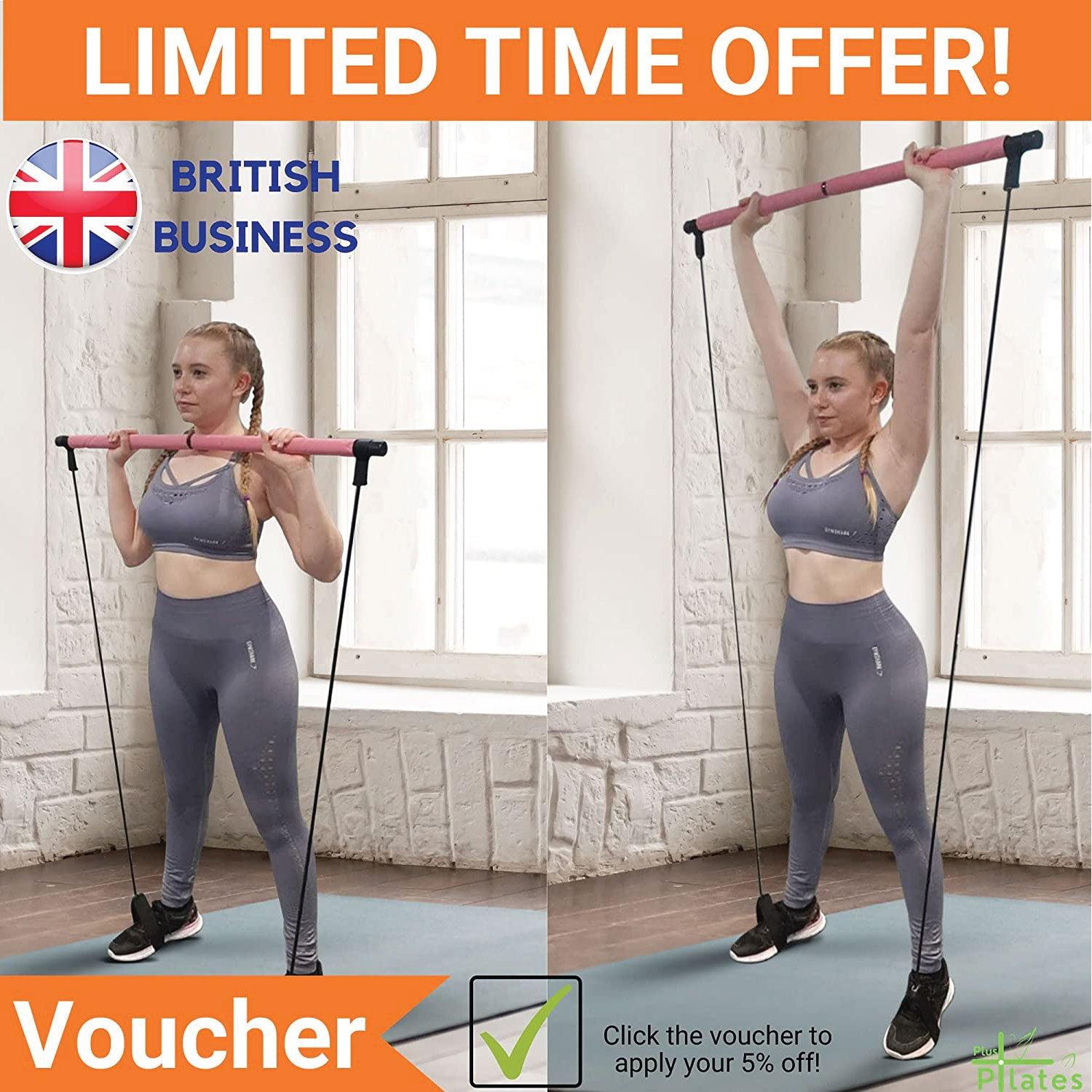 Pilates Exercise Bar - Portable Pilates Bar Kit with Resistance Bands Workout Bar Gym Stick Sports Toys - Tophatter Daily Deals