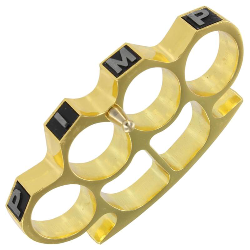 Pimping Aint Easy Knuckle Buckle Gold - Tophatter's Guns'N'Weapons Store Collectible Weapons - Tophatter Daily Deals
