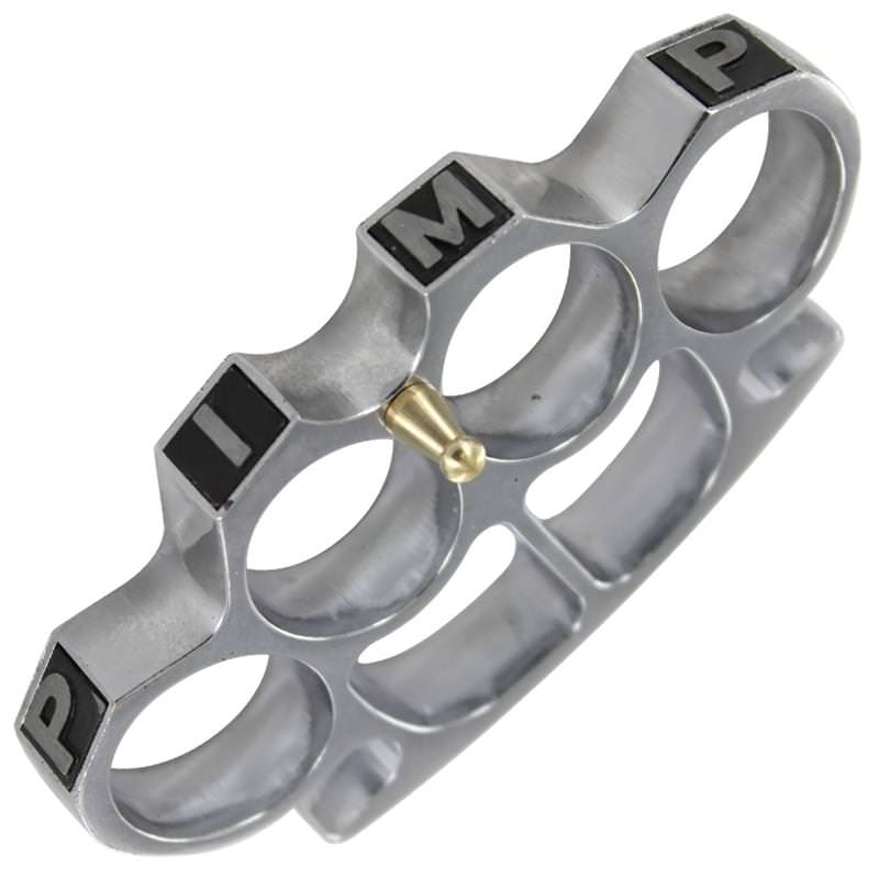 Pimping Aint Easy Knuckle Buckle Silver Collectible Weapons - Tophatter Daily Deals