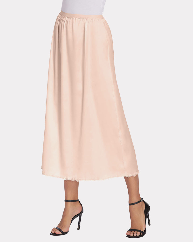 Satin Half Slip Lace Long Underskirt (DE Only) Lingeries-mini skirts - Tophatter Daily Deals