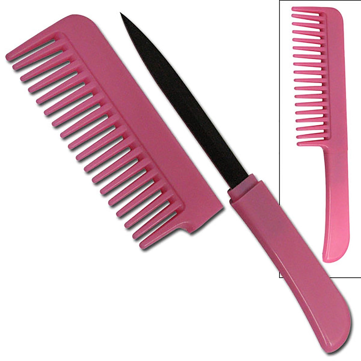 Self Defense Brush Comb With Hidden Knife - Pink - Tophatter's Guns'N'Weapons Store - FREE SHIPPING Collectible Weapons - Tophatter Daily Deals