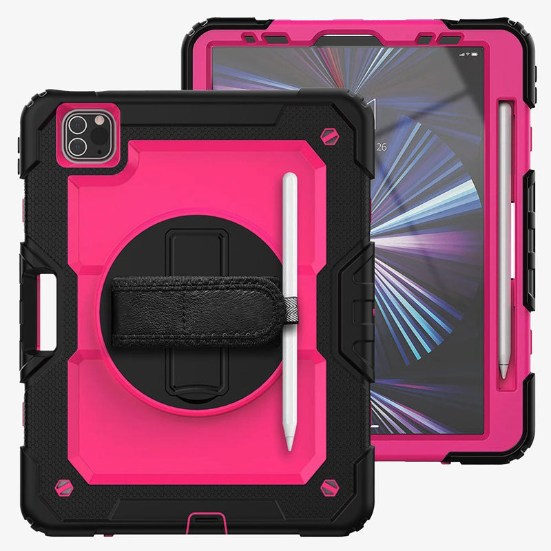 Heavy Duty iPad Case Rugged Tablet Cover With Hand Strap Pink - Tophatter Daily Deals