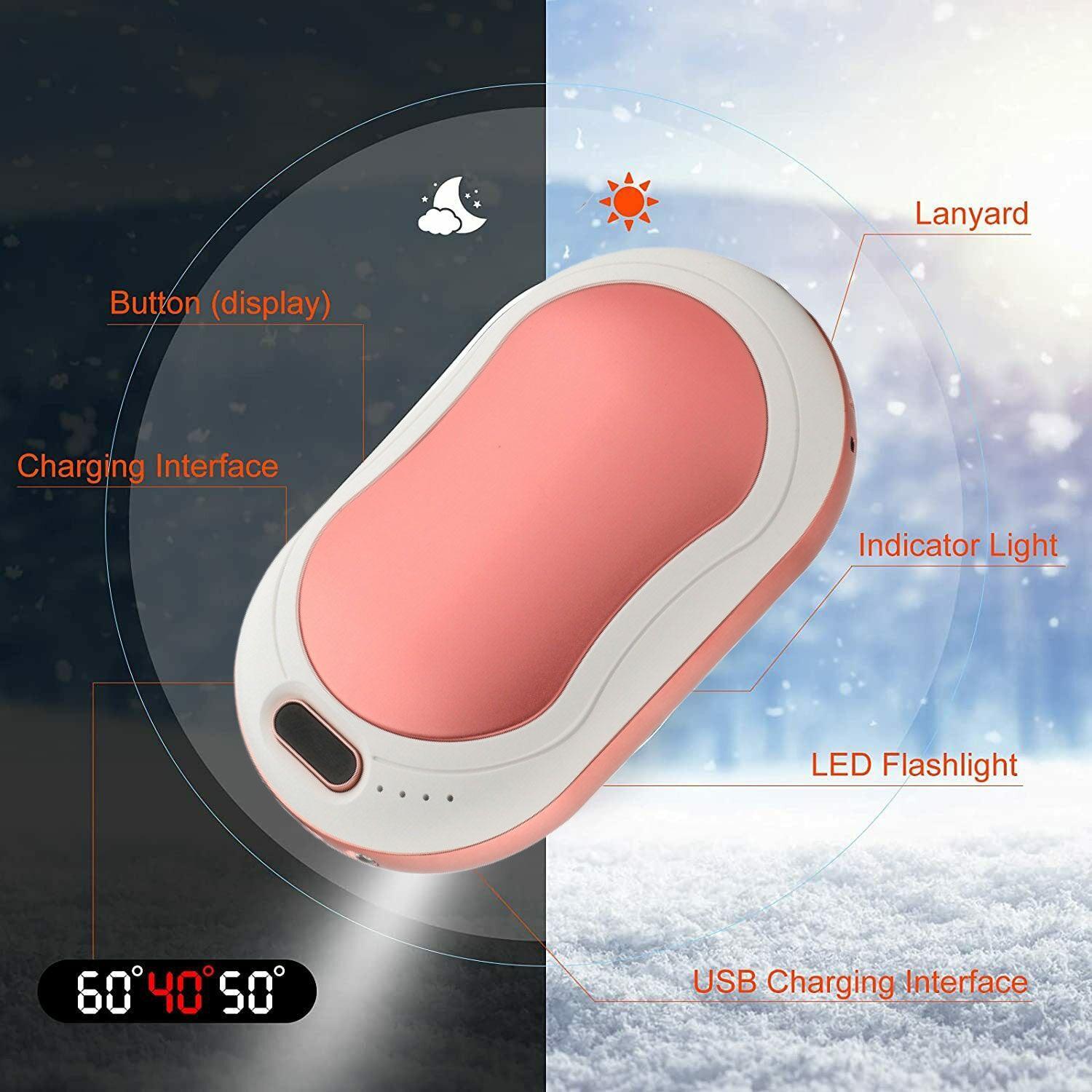 Electric Hot Rechargeable Hand Warmers - Reusable USB Hand Warmer 10000mAh Electric Portable Pocket Hand Warmers Double-sided Heat Pink Health & Beauty - Tophatter Daily Deals