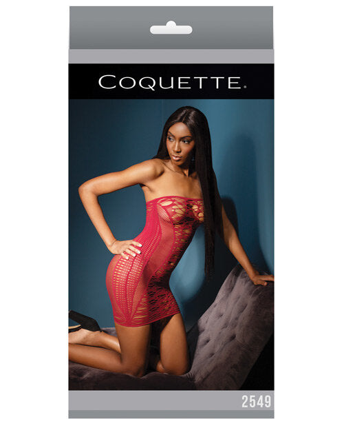 Sleek Seamless Stretch Fishnet Tube Dress with Laser Cutout Details Dresses - Tophatter Daily Deals