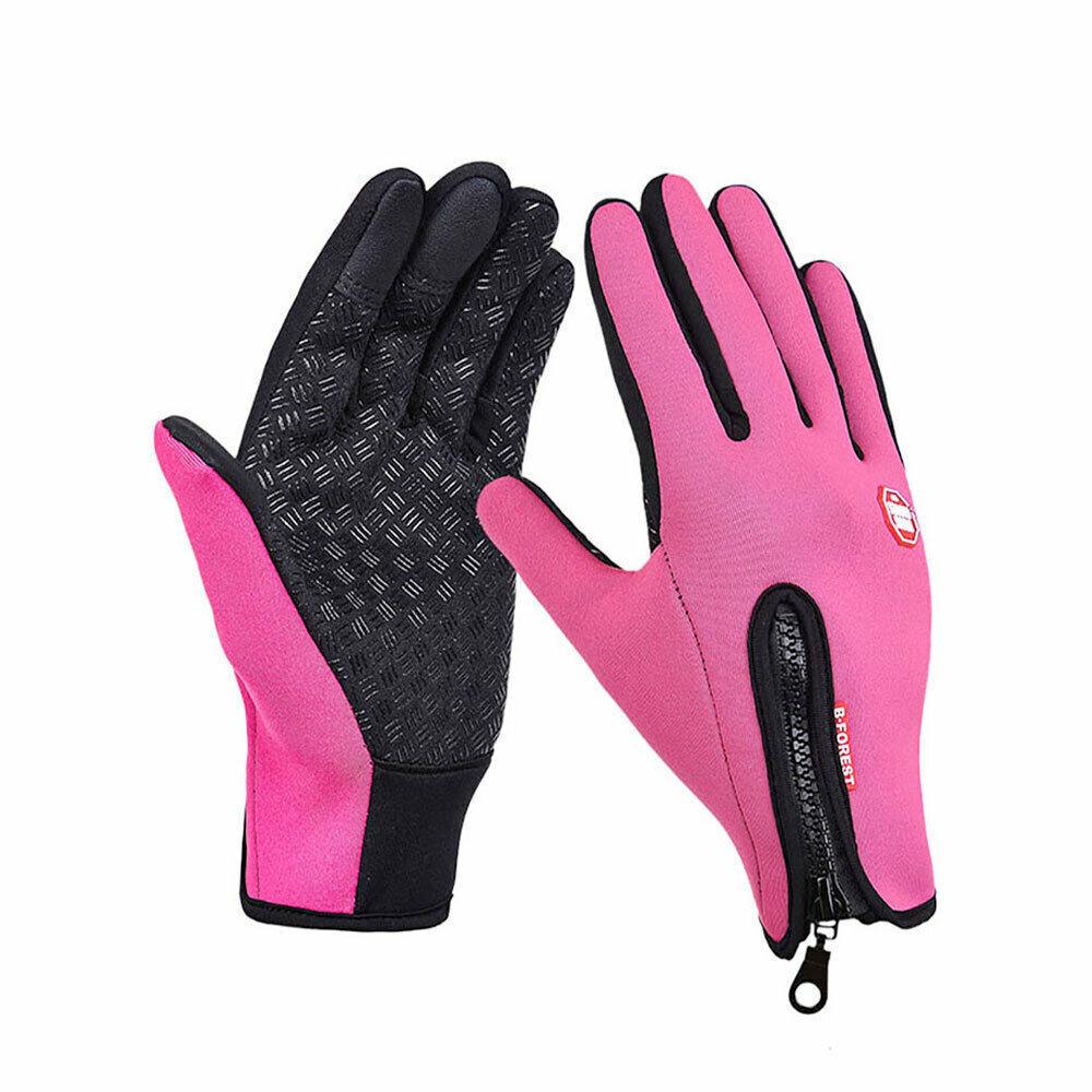 Thermal Waterproof Gloves - Winter Warm Windproof Waterproof Fleece Lined Thermal Touch Screen Gloves Pink Gloves - Tophatter Daily Deals