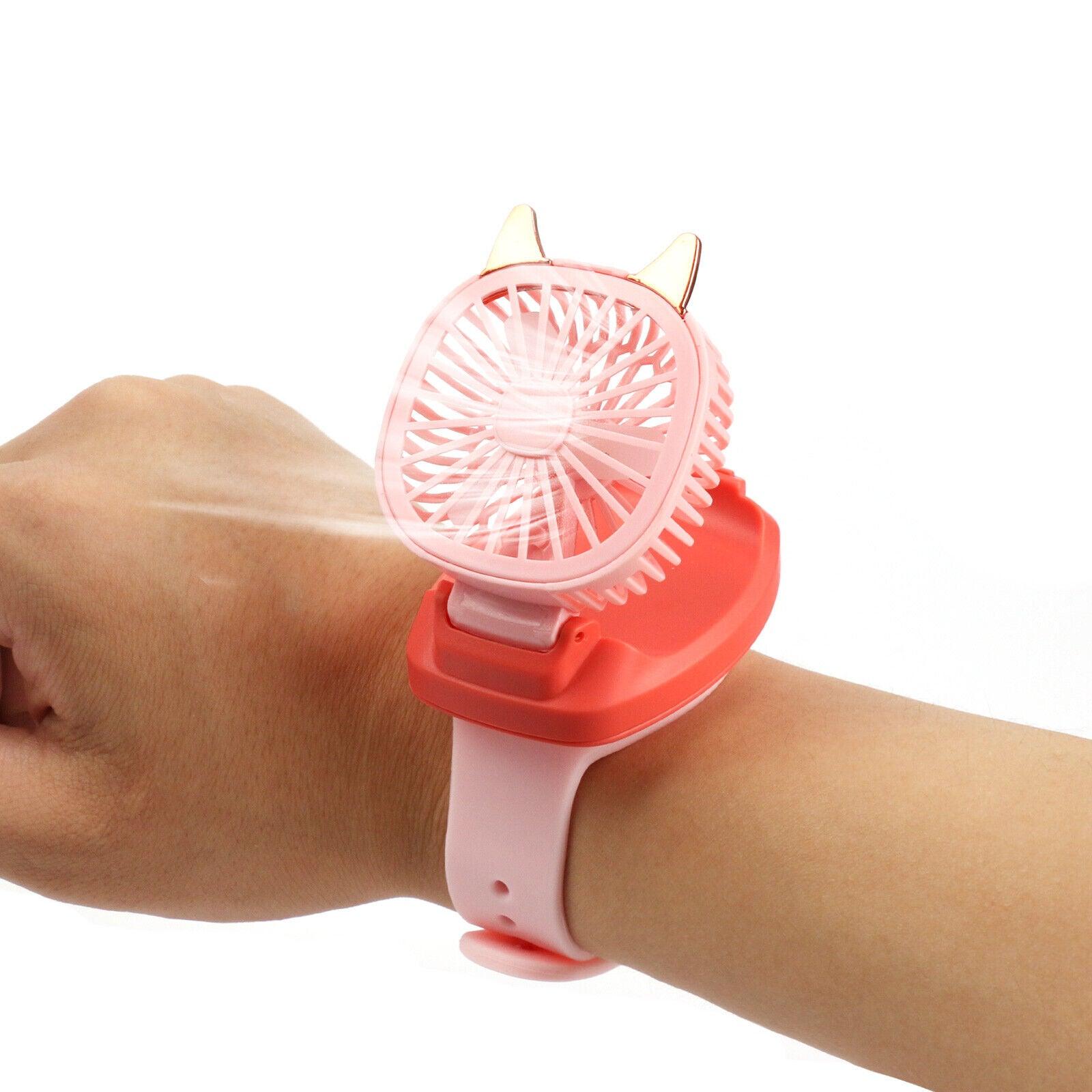Kids Watch Fan - Portable Kids Wrist Watch Fan Air Cooling USB Rechargeable Mini Fans Children Pink Apparel & Accessories - Tophatter Daily Deals