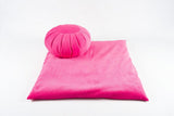 Meditation Cushion Set - 1 Round Zafu Yoga Pillow and 1 Square Roll-Up Zabuton Mat Filled with Eco-Friendly Kapok Pink Yoga Product - Tophatter Daily Deals