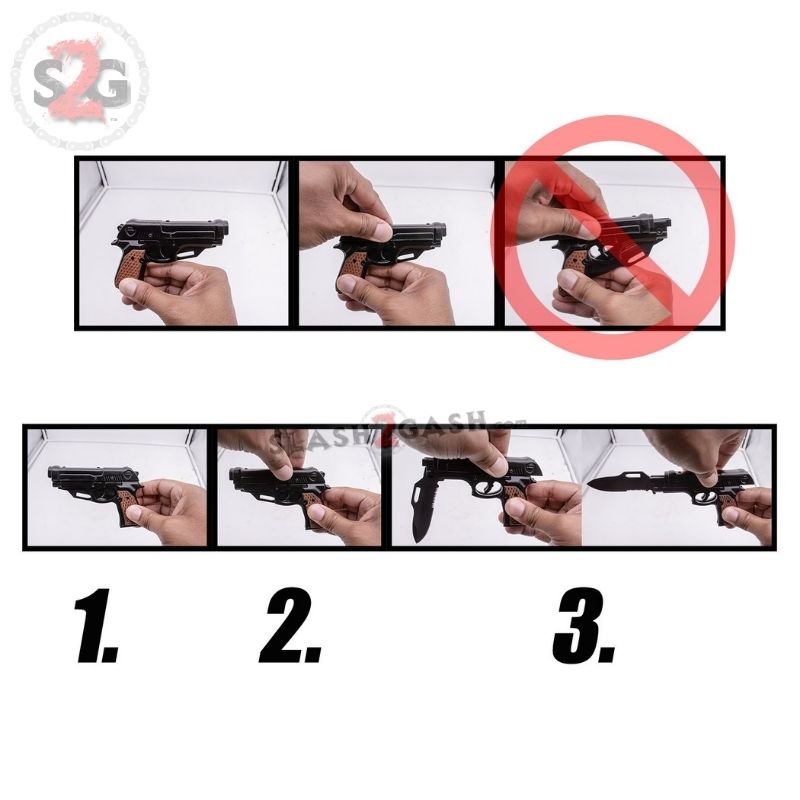 Gun-Shaped Spring Assisted Knife Black Pistol w/ Holster - asst. colors Knife-Assist - Tophatter Daily Deals