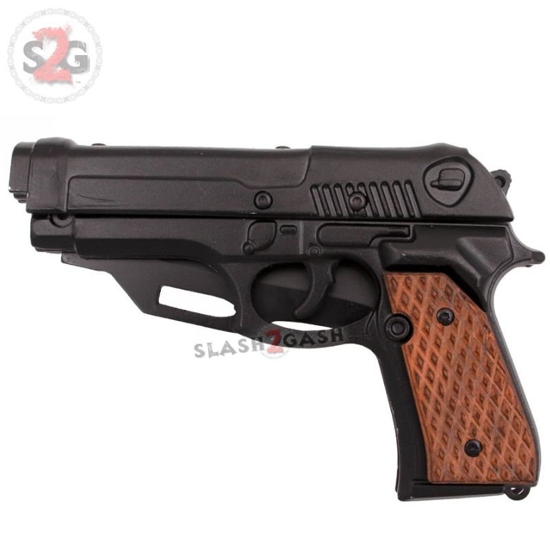 Gun-Shaped Spring Assisted Knife Pistol w/ mini Holster - Brown Grips Knife-Assist - Tophatter Daily Deals