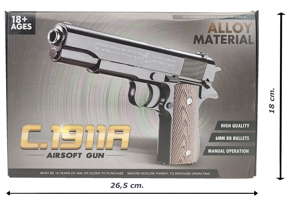 C1911A 6MM BB ALLOY MATERIAL AIRSOFT PISTOL - Tophatter's Army Deals AIRSOFT - Tophatter Daily Deals