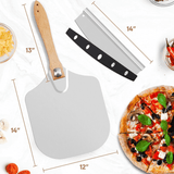 12 Inch Pizza Peel – Aluminium Pizza Peel with Wood Handle Foldable Design Pizza Cutter Cookware - Tophatter Daily Deals