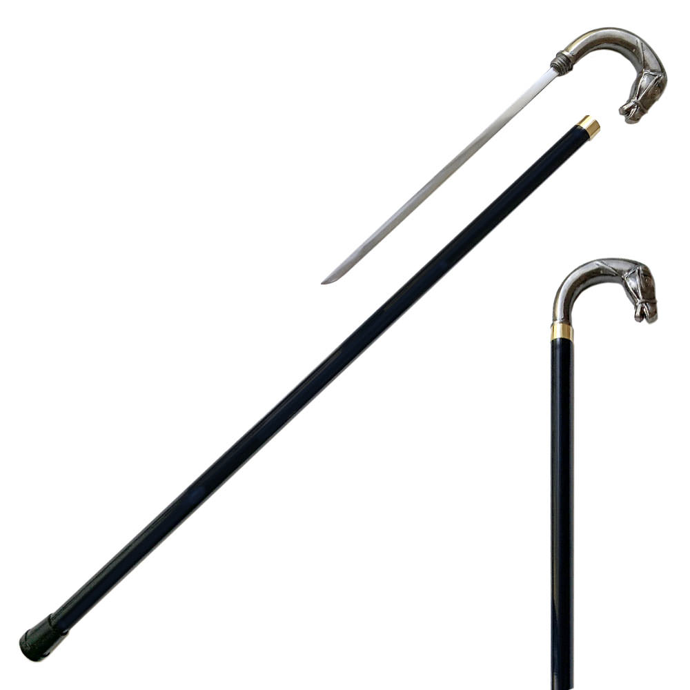 Horse Head Intricate Carved Steel Walking Gentleman's Cane Sword - Tophatter's Guns'N'Weapons Store Collectible Weapons - Tophatter Daily Deals