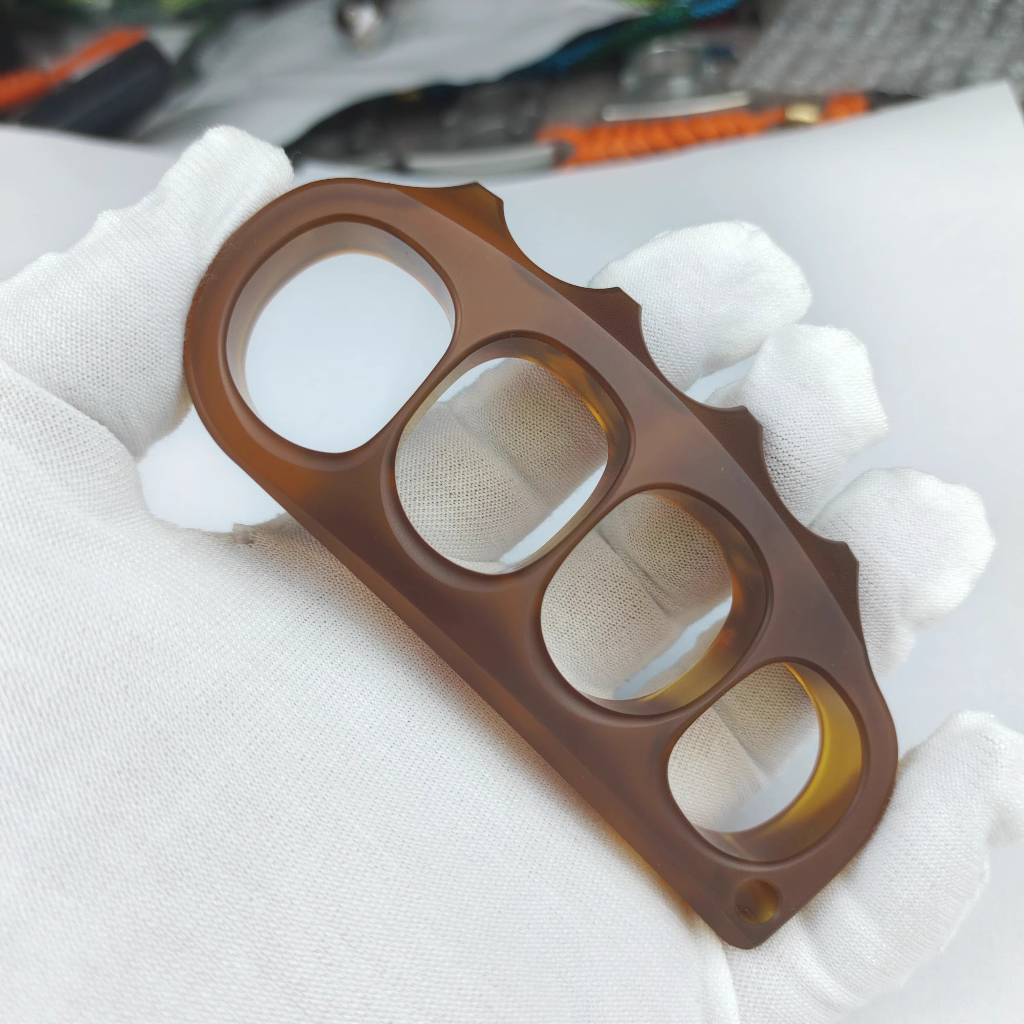 New Pea Pod Full PC Plastic Knuckles Self Defense Brown Brass Knuckles - Tophatter Daily Deals
