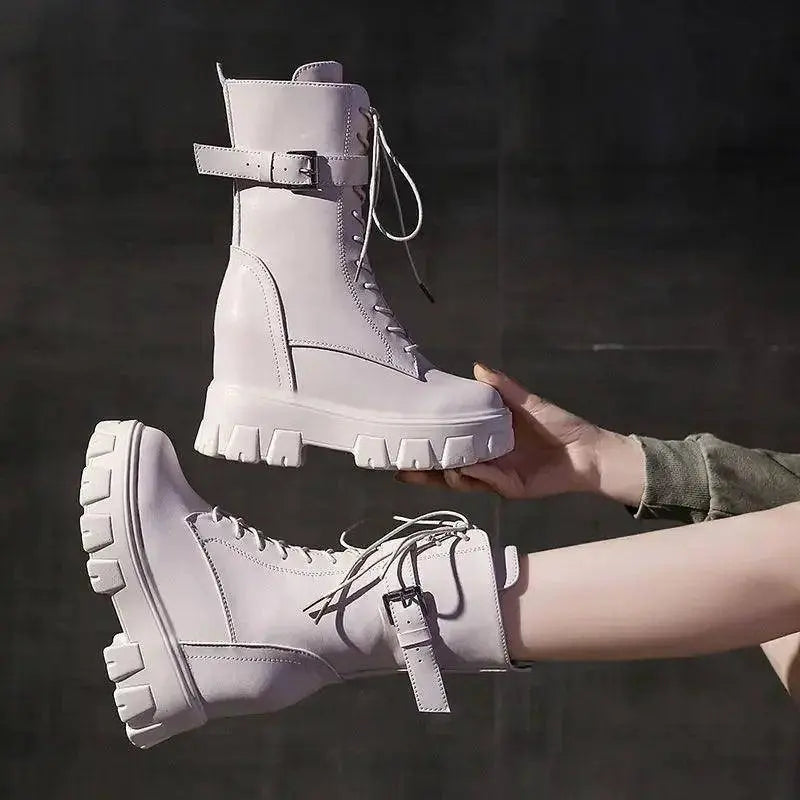 Platform Very High Heel Mid Calf Black White Shoes For Woman Women's Boots Footwear Half New Rock With Stylish Y2k Gothic - Tophatter Daily Deals