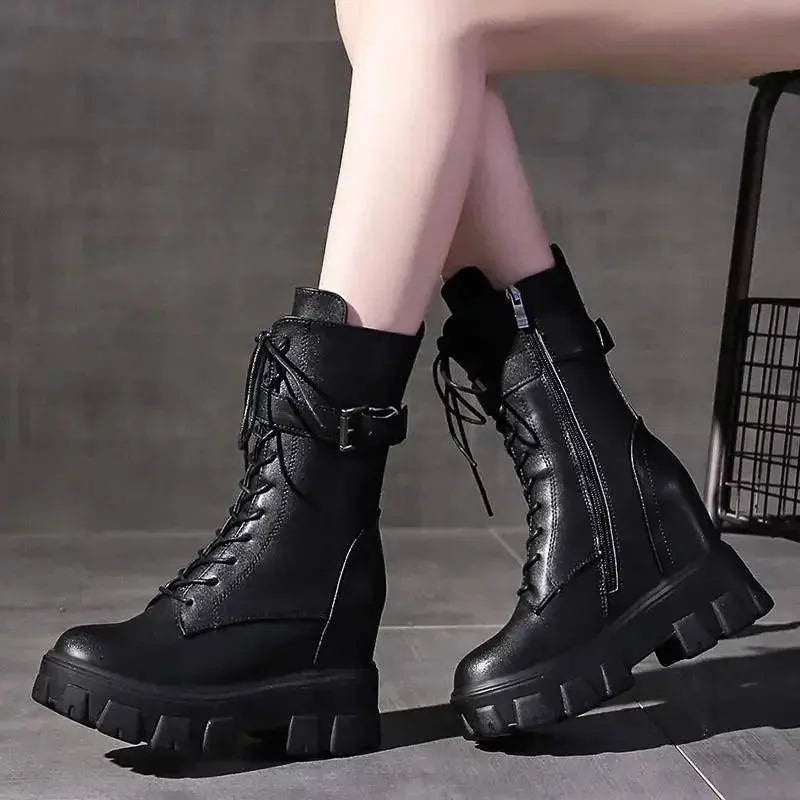 Platform Very High Heel Mid Calf Black White Shoes For Woman Women's Boots Footwear Half New Rock With Stylish Y2k Gothic - Tophatter Daily Deals