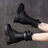 Platform Very High Heel Mid Calf Black White Shoes For Woman Women's Boots Footwear Half New Rock With Stylish Y2k Gothic Black (Heel 9cm) - Tophatter Daily Deals