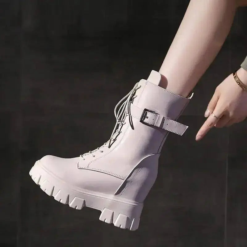 Platform Very High Heel Mid Calf Black White Shoes For Woman Women's Boots Footwear Half New Rock With Stylish Y2k Gothic - Tophatter Daily Deals