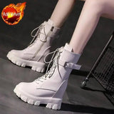 Platform Very High Heel Mid Calf Black White Shoes For Woman Women's Boots Footwear Half New Rock With Stylish Y2k Gothic Beige Plus Velvet - Tophatter Daily Deals