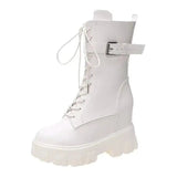 Platform Very High Heel Mid Calf Black White Shoes For Woman Women's Boots Footwear Half New Rock With Stylish Y2k Gothic Beige (Heel 9cm) - Tophatter Daily Deals