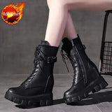 Platform Very High Heel Mid Calf Black White Shoes For Woman Women's Boots Footwear Half New Rock With Stylish Y2k Gothic Black Plus Velvet - Tophatter Daily Deals