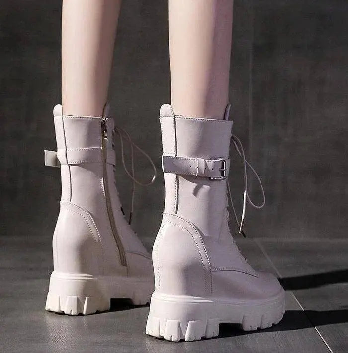 Platform Very High Heel Mid Calf Black White Shoes For Woman Women's Boots Footwear Half New Rock With Stylish Y2k Gothic - Tophatter Daily Deals