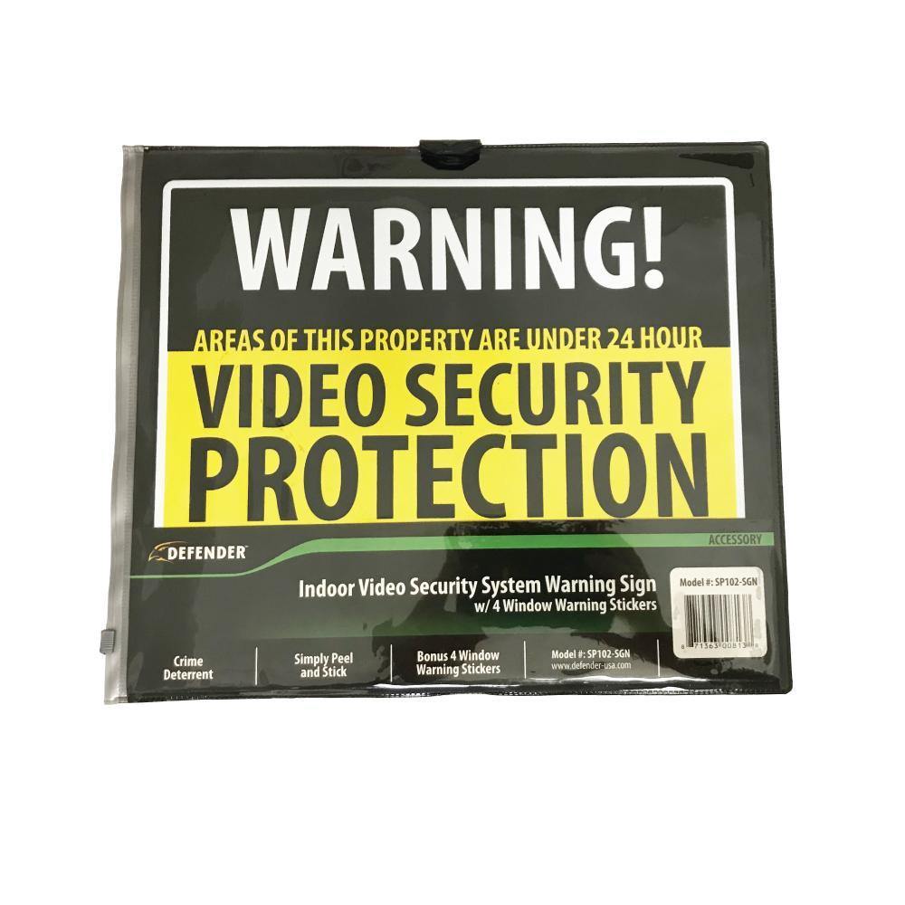 Defender Indoor Video Security System Warning Sign w/Stickers Decal - Tophatter Daily Deals