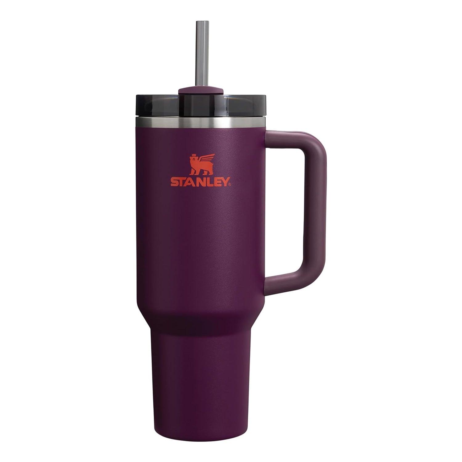 Insulated Straw Tumbler - 30-40 OZ Stanley Quencher H2.0 Tumbler Handle Straw Insulated Bottle Cup Mug Travel Mug for Cold or Hot Drinks Love Shack Fancy 40 OZ (1.2L) Plum bottles - Tophatter Daily Deals