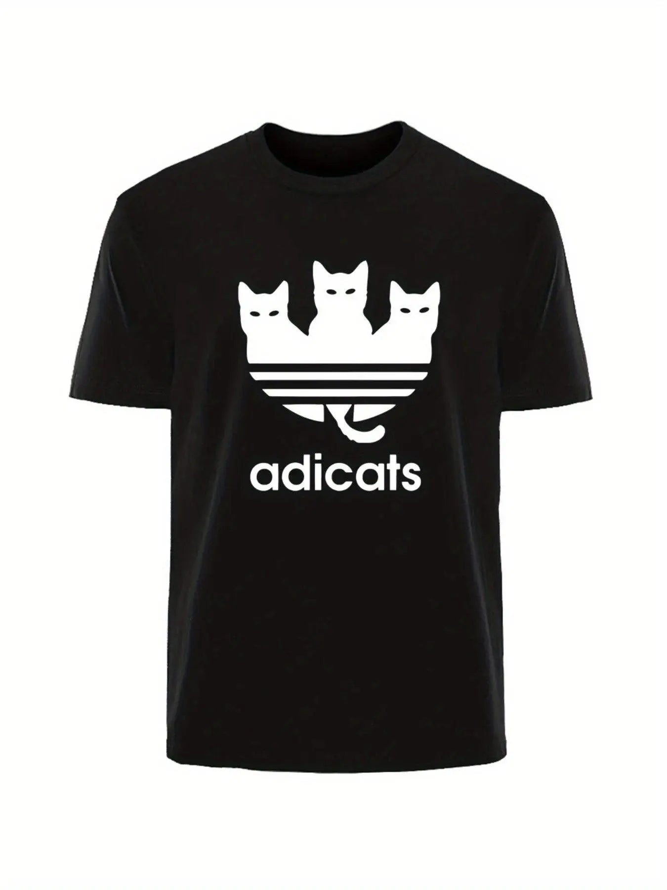 Plus Size Men's Cotton T-Shirt - Cute Three Cats Print, Breathable & Comfortable Casual Tee for Summer Outdoor Streetwear - Tophatter Daily Deals